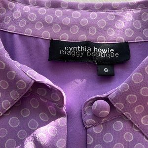 100% silk 2piece lavender print skirt and blouse,vintage perfect condition